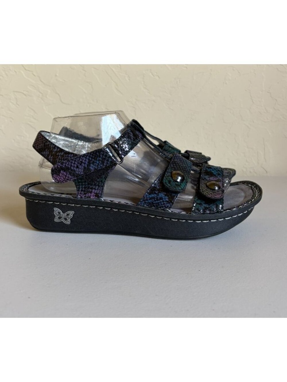 Alegria Kleo Gladiator Sandals Iridescent Rainbow Snakeskin Comfort Orthotic EU4